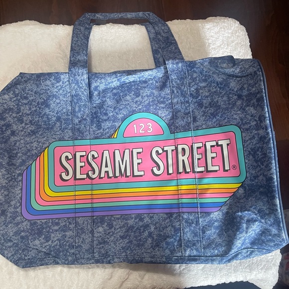 NWT - 123 Sesame Street / Sesame Street Workshop Denim Duffel Bag Multi Colors - Picture 2 of 4